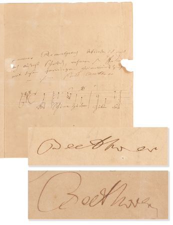 Lot #5071 Ludwig van Beethoven Autograph Letter Signed Twice with Handwritten Musical Quotation from Friedrich von Matthisson's ‘Opferlied’ (Song of Sacrifice) - Image 1